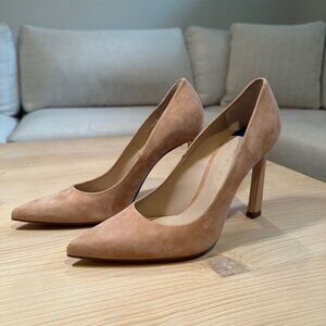 Stuart Weitzman Anny 70 Suede Pumps - Nude/Blush (Women's US 7.5 MW)